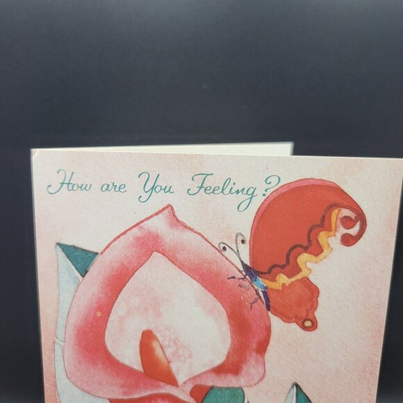 Vintage Fantusy 1985 Greeting Card How Are You Feeling Tulip Butterfly Art Blank - Picture 3 of 7